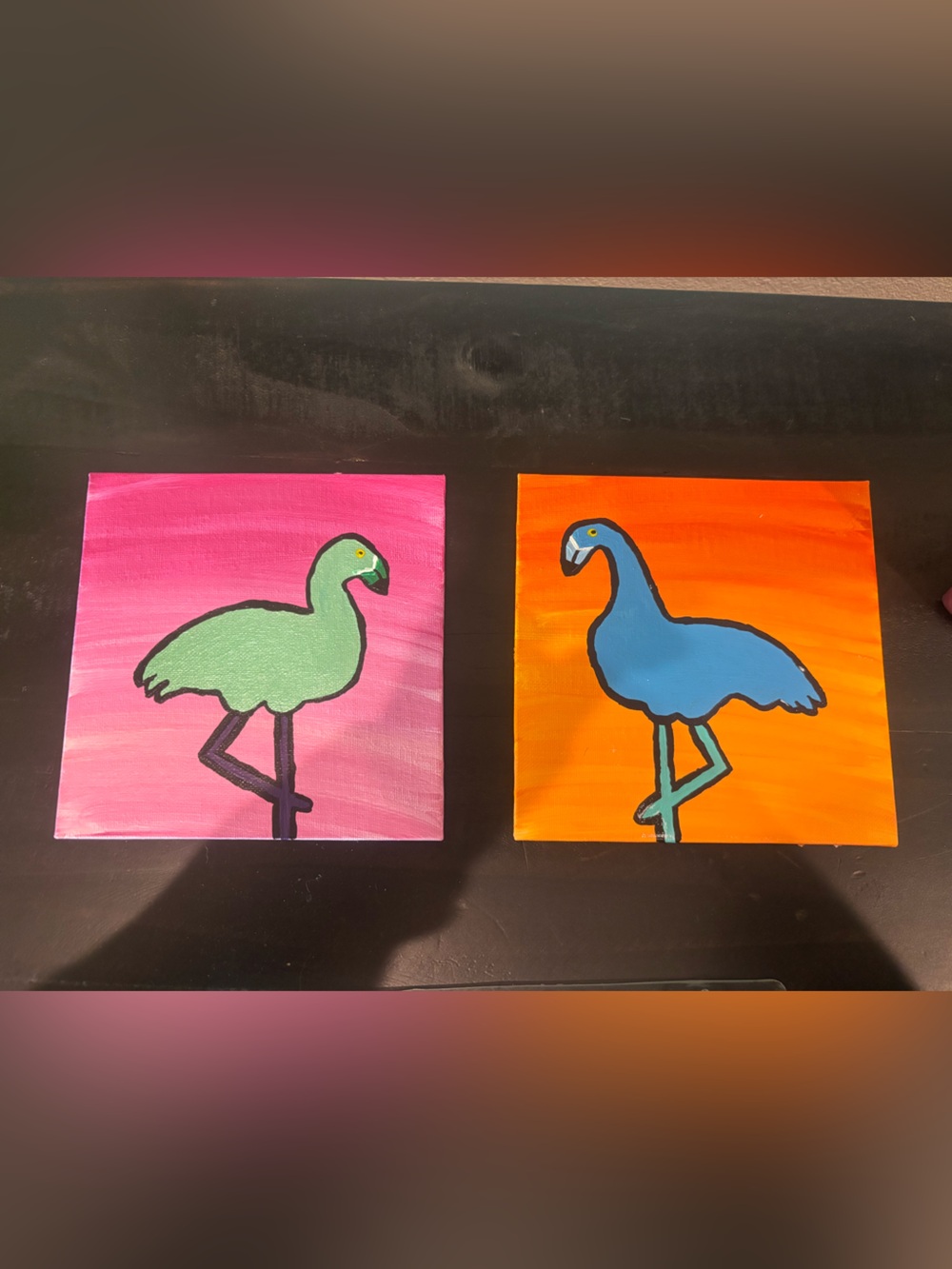 Bright Flamingo Art (6”x6”)